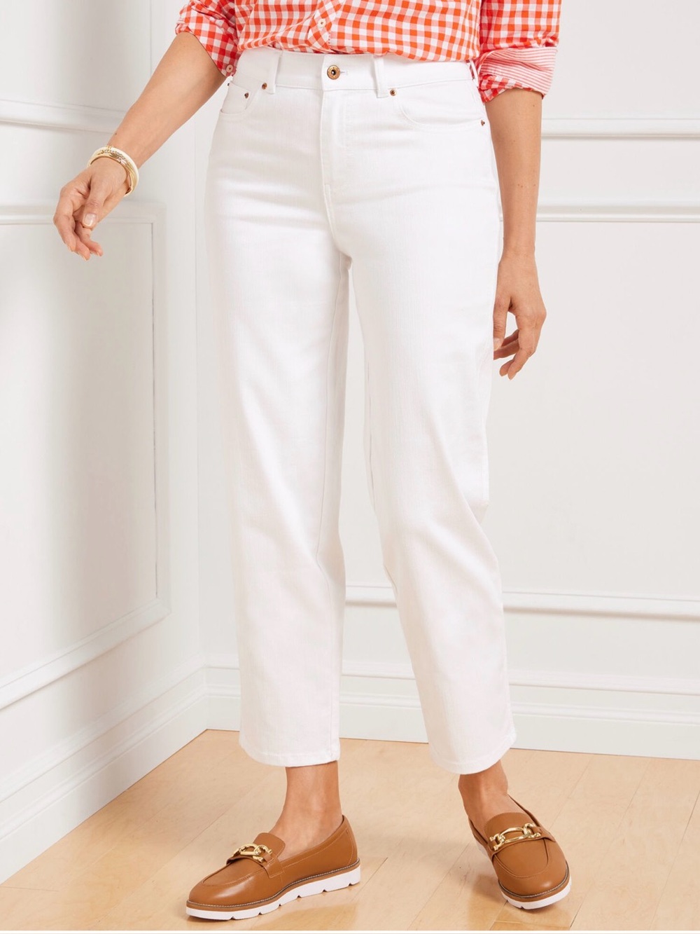 Talbots Women’s White High Waist Straight Ankle Jeans Size 12
